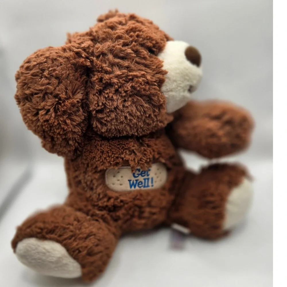Aurora Get Well Teddy Bear Brown Shaggy Plush Bandage 7x10